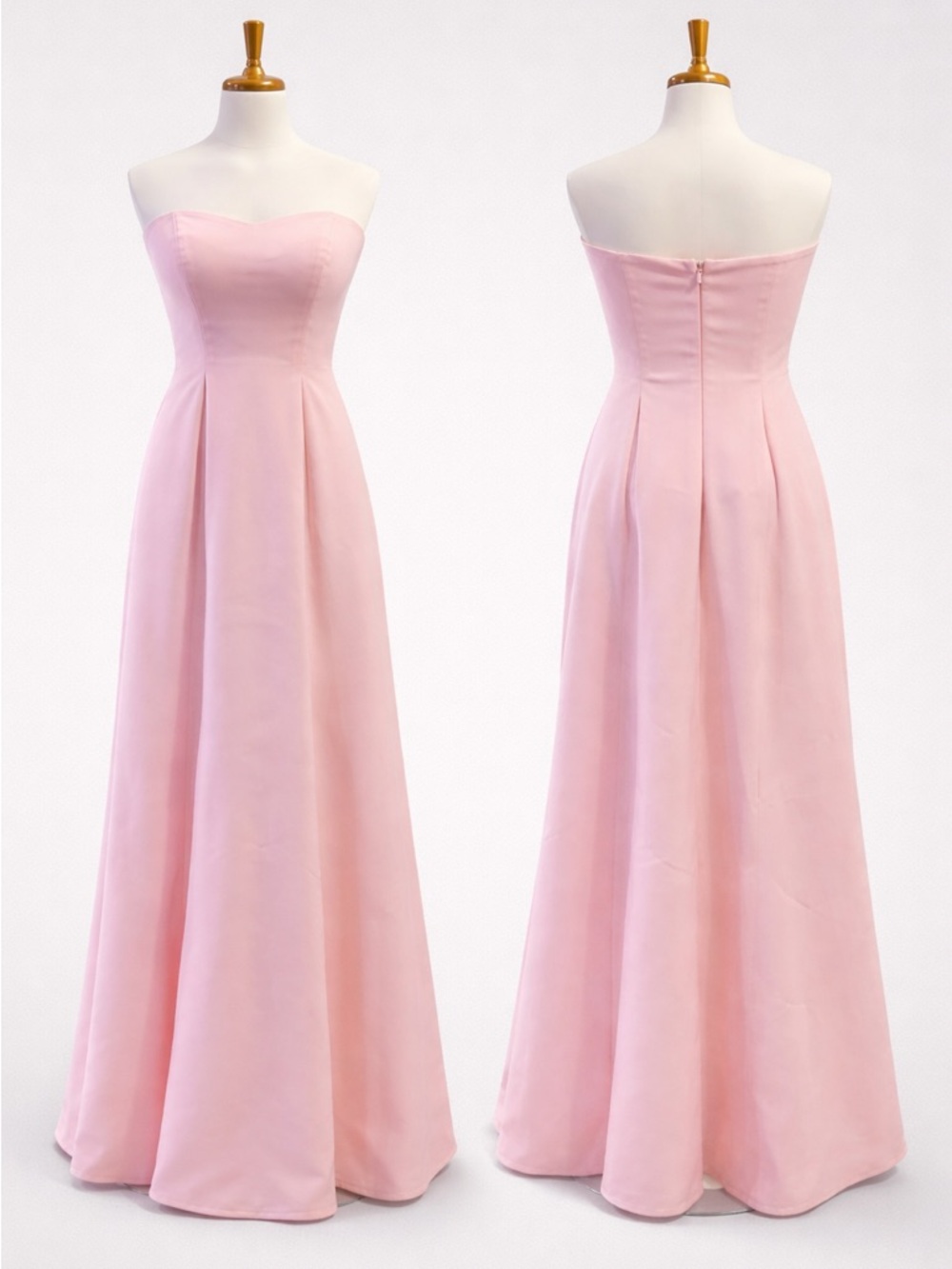 Hebeos Blush Pink Strapless Maxi Dress | A-Line Formal Gown | Bridesmaid / Prom